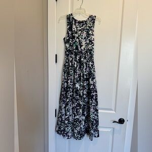 Banana Republic Floral Maxi Dress - Black, White, Purple